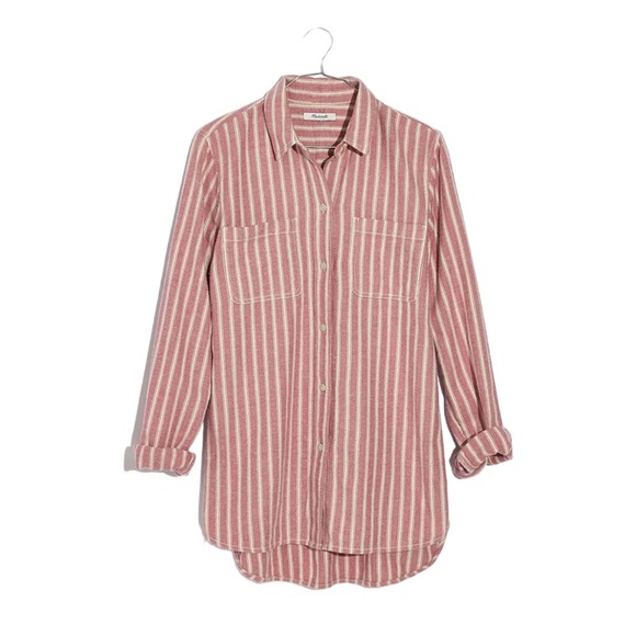 Madewell Flannel Classic Ex-Boyfriend Craig Stripe Top - Picture 4 of 10